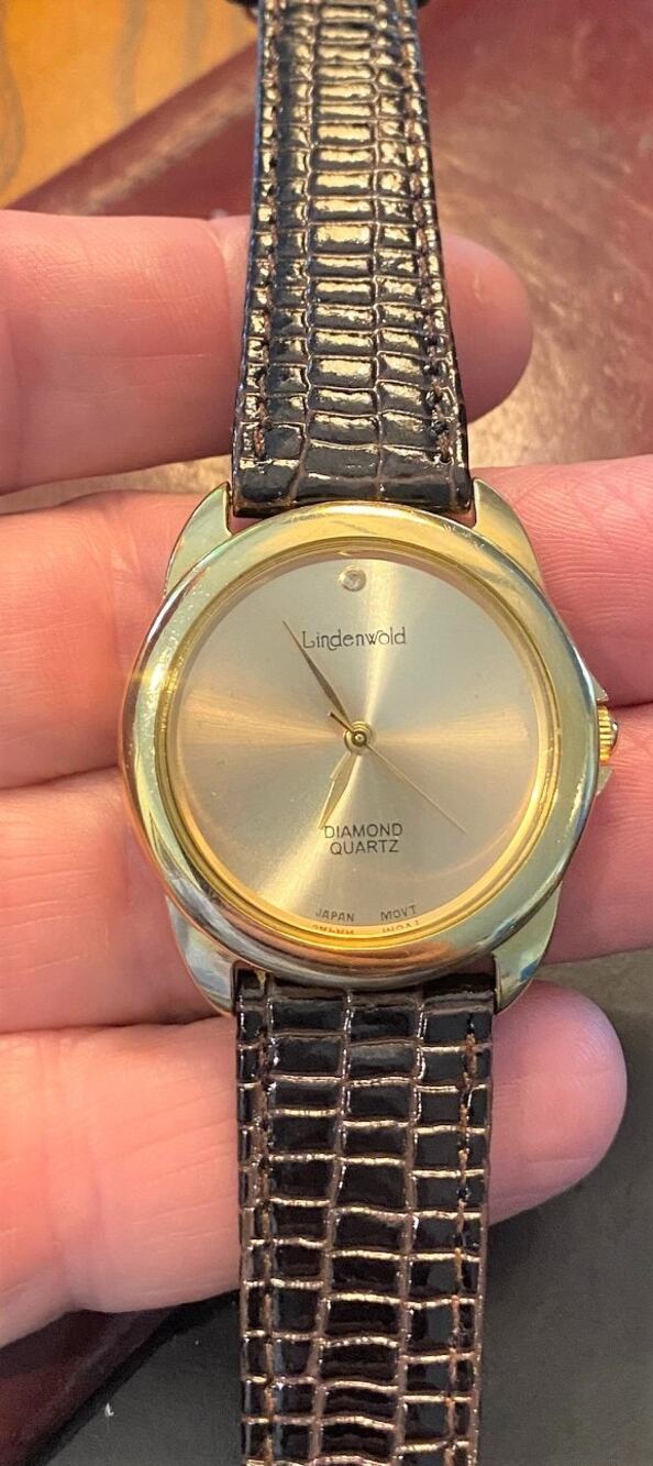 Women's 35mm Gold Tone Lindenwold Watch,. Diamond Series, Leather Band